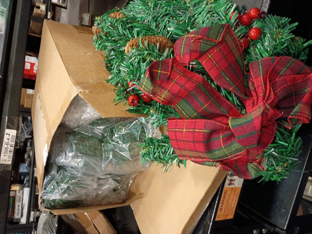 Lyrow 8 Pcs Christmas Artificial Swags 24 Xmas The Cordless  Stairway Swag Teardrop Trim Wreath Door Stair Swag Garland Christmas Swags for Outdoor Home Garden Decor(Red,Ribbon)