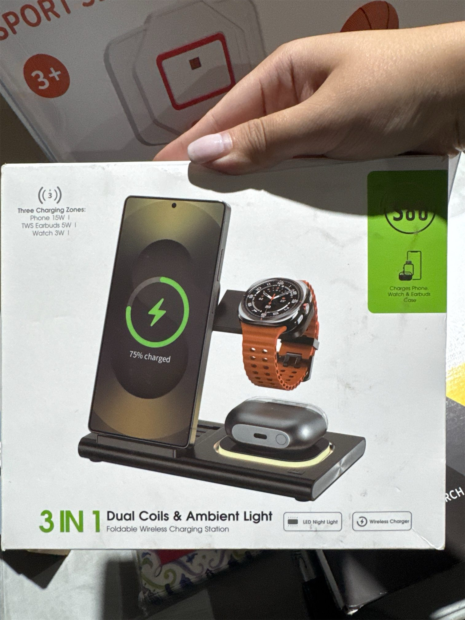 Wireless Charger for Samsung Charging Station, Foldable & Nightlight