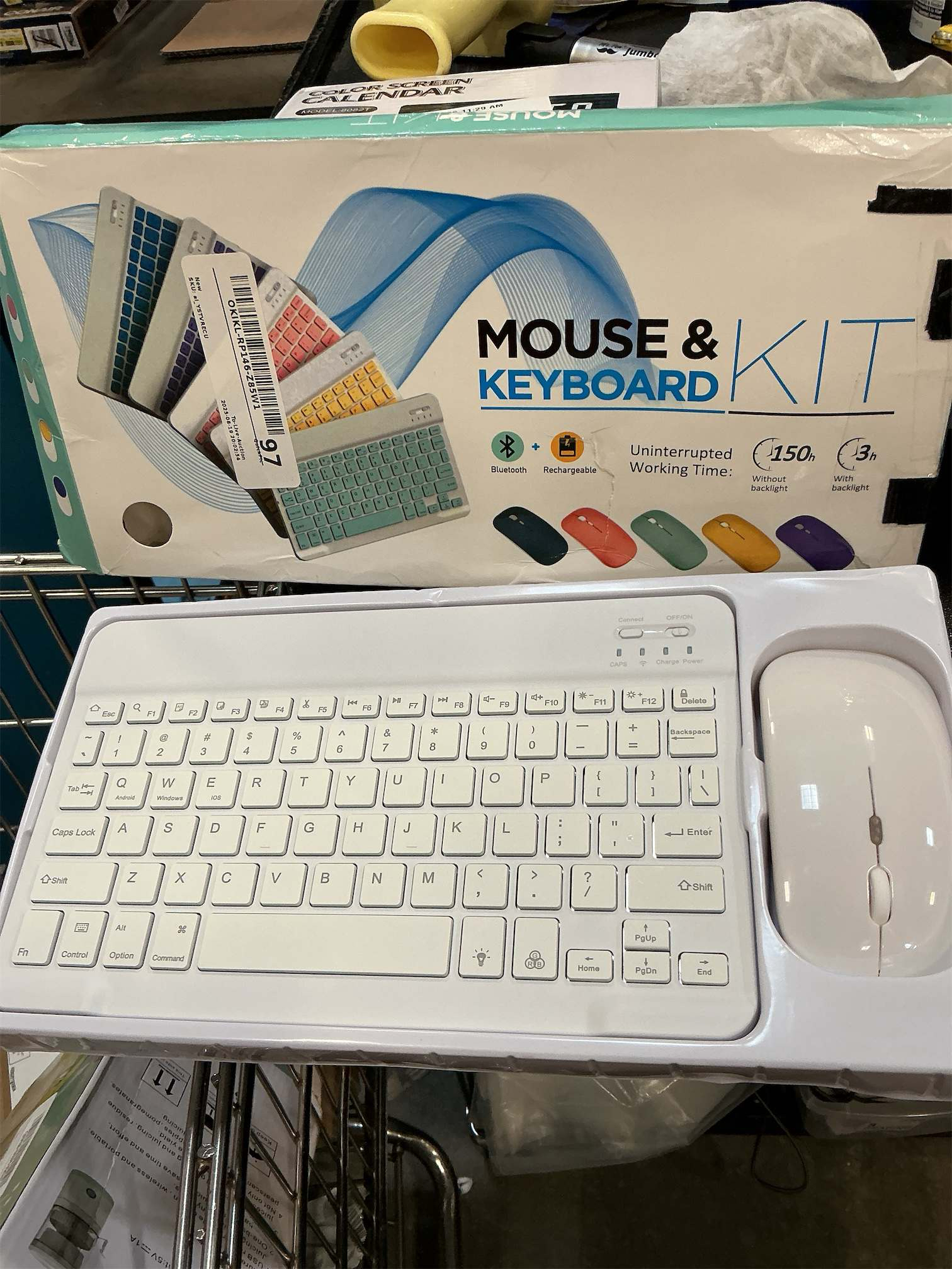 Bluetooth Keyboard and Mouse Combo for iPad - 9.72 Rechargeable Wireless Keyboard & Mouse, Type-C Charging, Perfect for On-The-Go Professionals (White)
