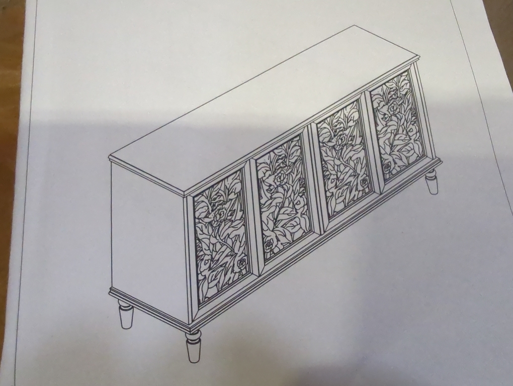 Brown 4 Flower Door Cabinet