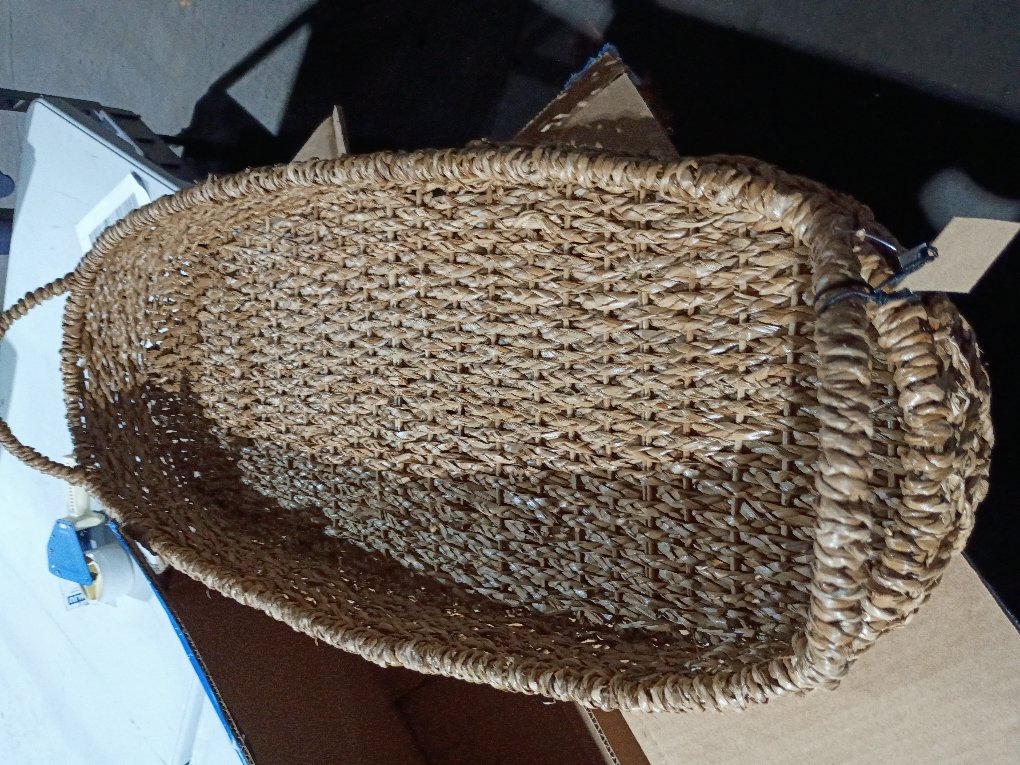 Storied Home Decorative Oval Woven Seagrass Tray with Handles