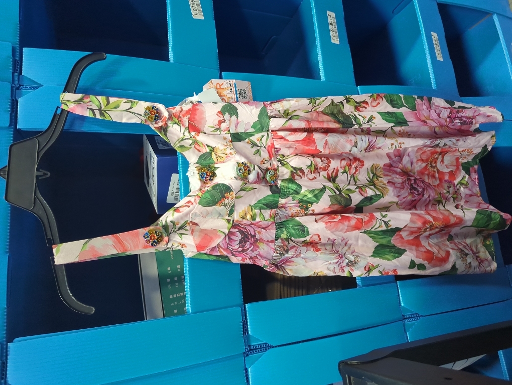 Size M Fashion Print Dress Female Holiday Dresses Flower Buttons Spaghetti Straps Sundress