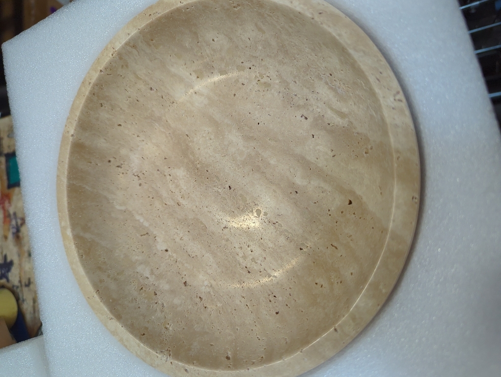 Large Decorative Marble Bowl, 7.87 inches,Natural Stone Round Bowl for Home  (beige)