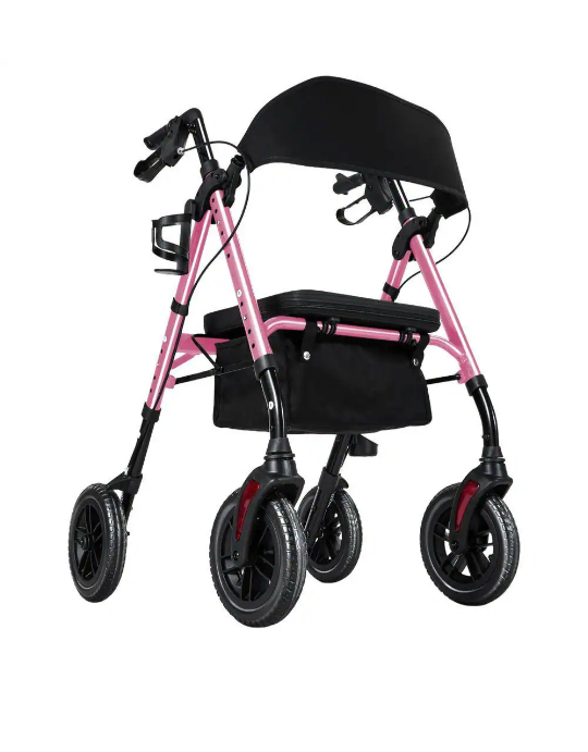 HOMLAND Foldable Walkers for Seniors with Seat, 16lb Light Rollator Walkers | 22 Wide, 5-Level Height Adjustable, for Narrow Spaces, Comfortable Elastic Seat, Portable Rollator, Stylish Colors, Blue
