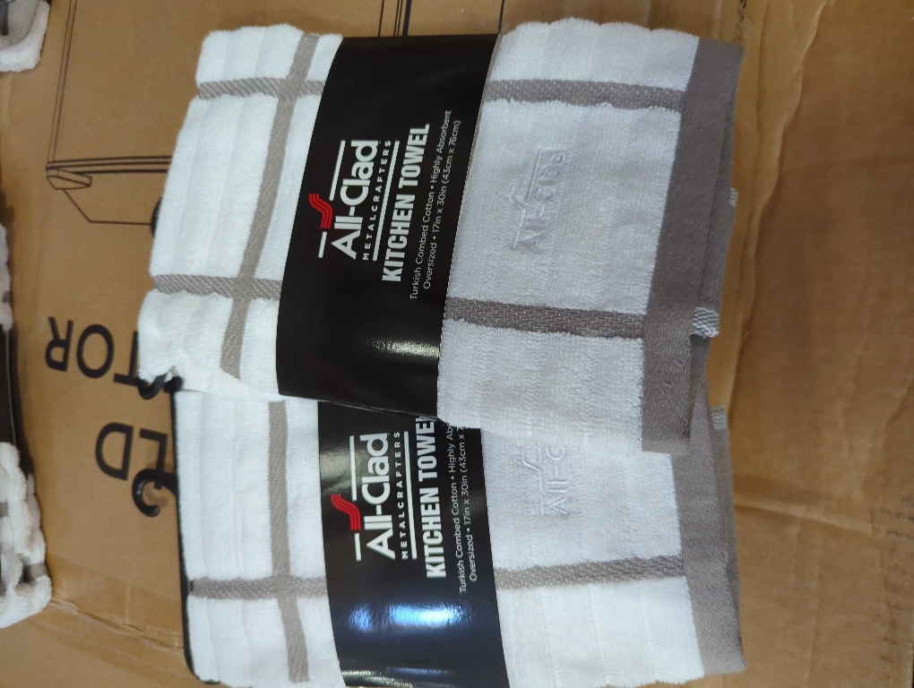 All-Clad Checked Kitchen Towel: Highly Absorbent, Super Soft Long Lasting - 100% Cotton, 17x30 Tea Towel for Cleaning & Drying Dishes, Pans, Glassware, or Countertops, (2 Pack), Titanium Gray