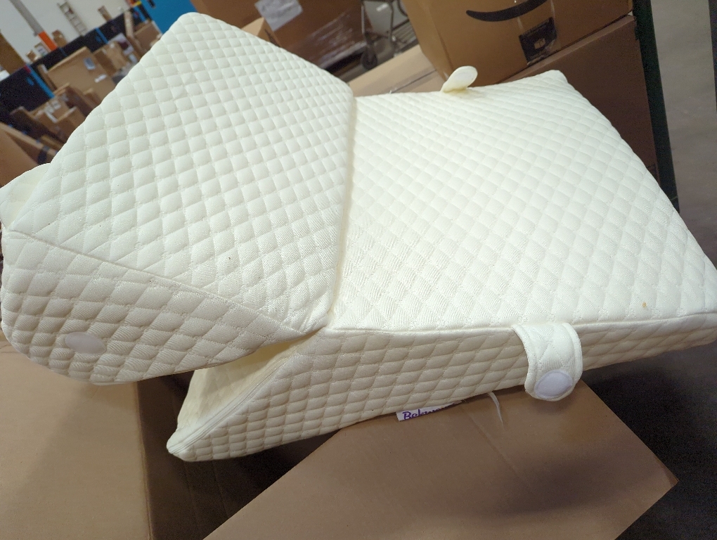 Wedge Pillow for Sleep Apnea, 12 Inch Adjustable Height Bed Wedge Pillow for Headboard, Gerd, Acid Reflux Relief, Snoring, and Post Surgery Recovery (White, Large - with Headrest)