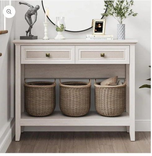 Royalcraft Rattan Console Table, Boho 2 Spacious Drawers, with Storage Shelf,