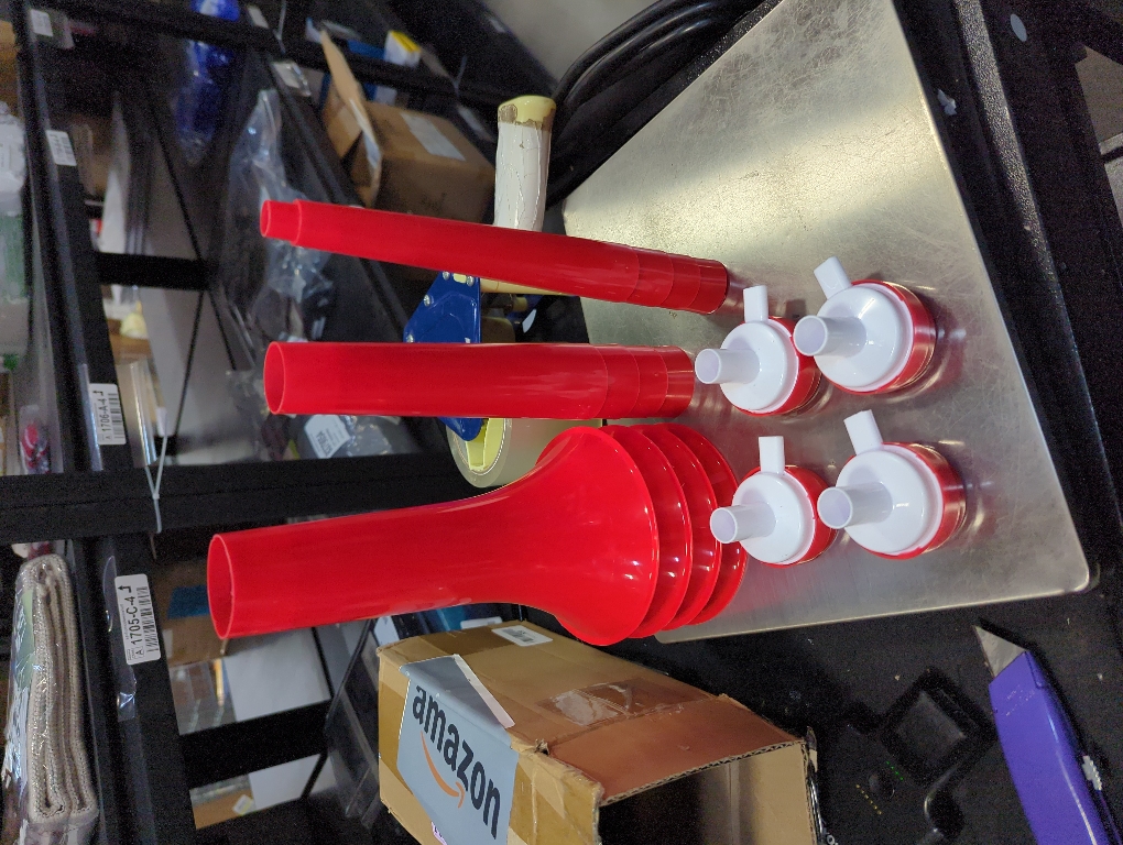 Red 4 Pcs Stadium Horn Vuvuzela Plastic Collapsible Cheering Trumpets for Sporting Events Football Carnival Party Supplies (Red)