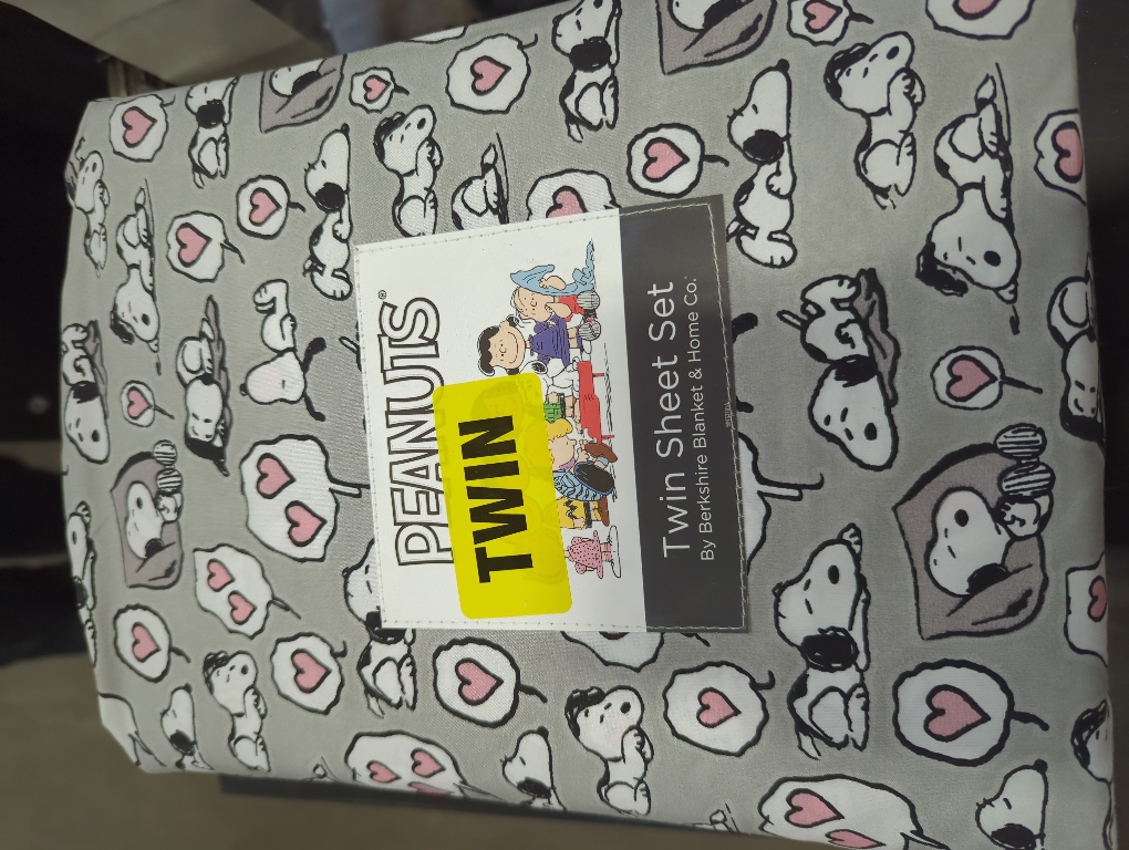 Peanuts Snoopy Twin Sheet Set Grey