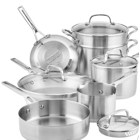 KitchenAid Tri-Ply Clad Stainless Steel 12-piece Cookware Set (Model 30082)