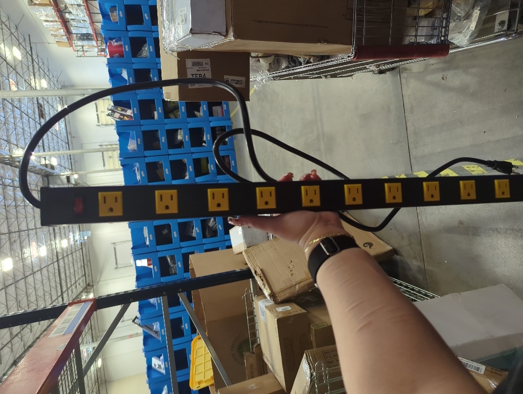 JUNNUJ Long Metal 16 Outlet Wide Spaced Garage Industrial Heavy Duty Power Strip with 6 FT Cord 15A, 125V, 1875W. Yellow