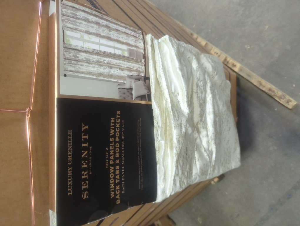 Luxury Chenille Serenity By Indigo Home Set Of 2 Window Panels With Back Tabs & Rod Pockets 38 x 84