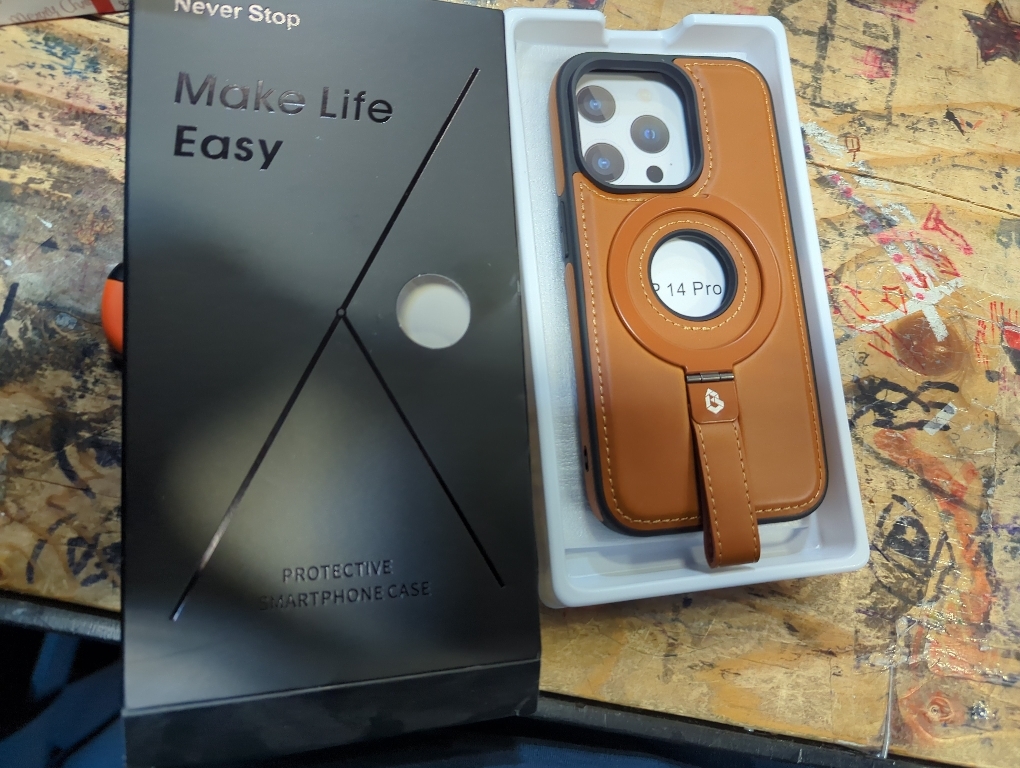 for iPhone 14 Pro Max Case Leather | iPhone 15 Pro Max Leather Case with Stand | Compatible with MagSafe with Magnetic Ring Grip Holder