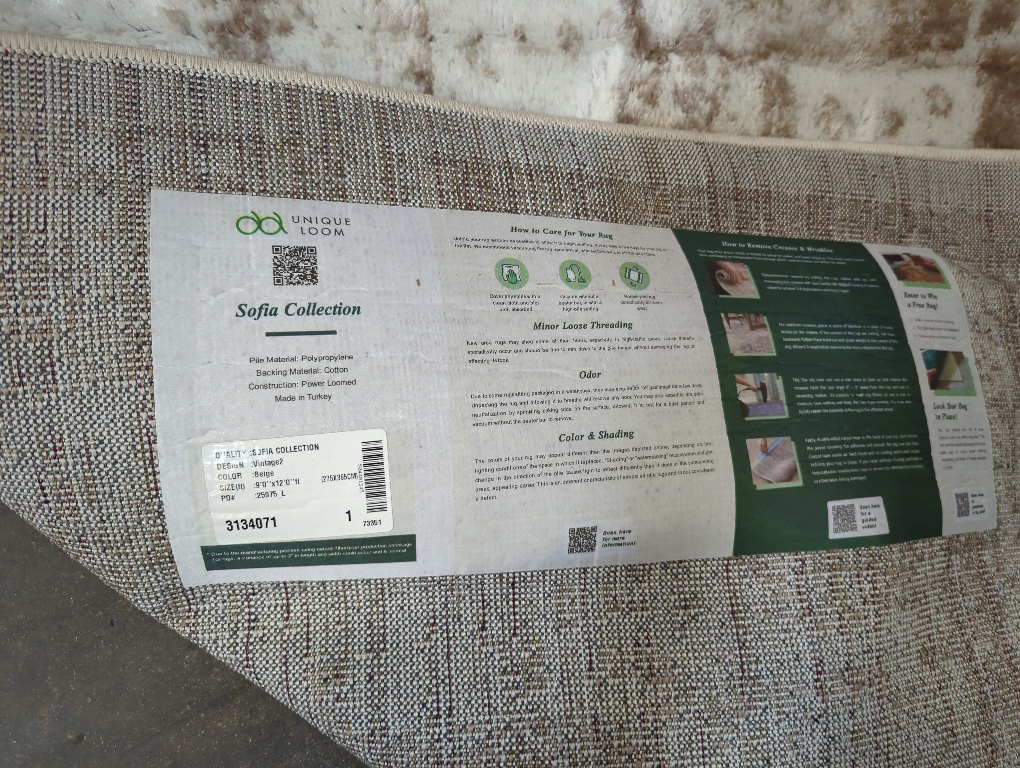 Unique Loom 9'x12' Rug White and Brown