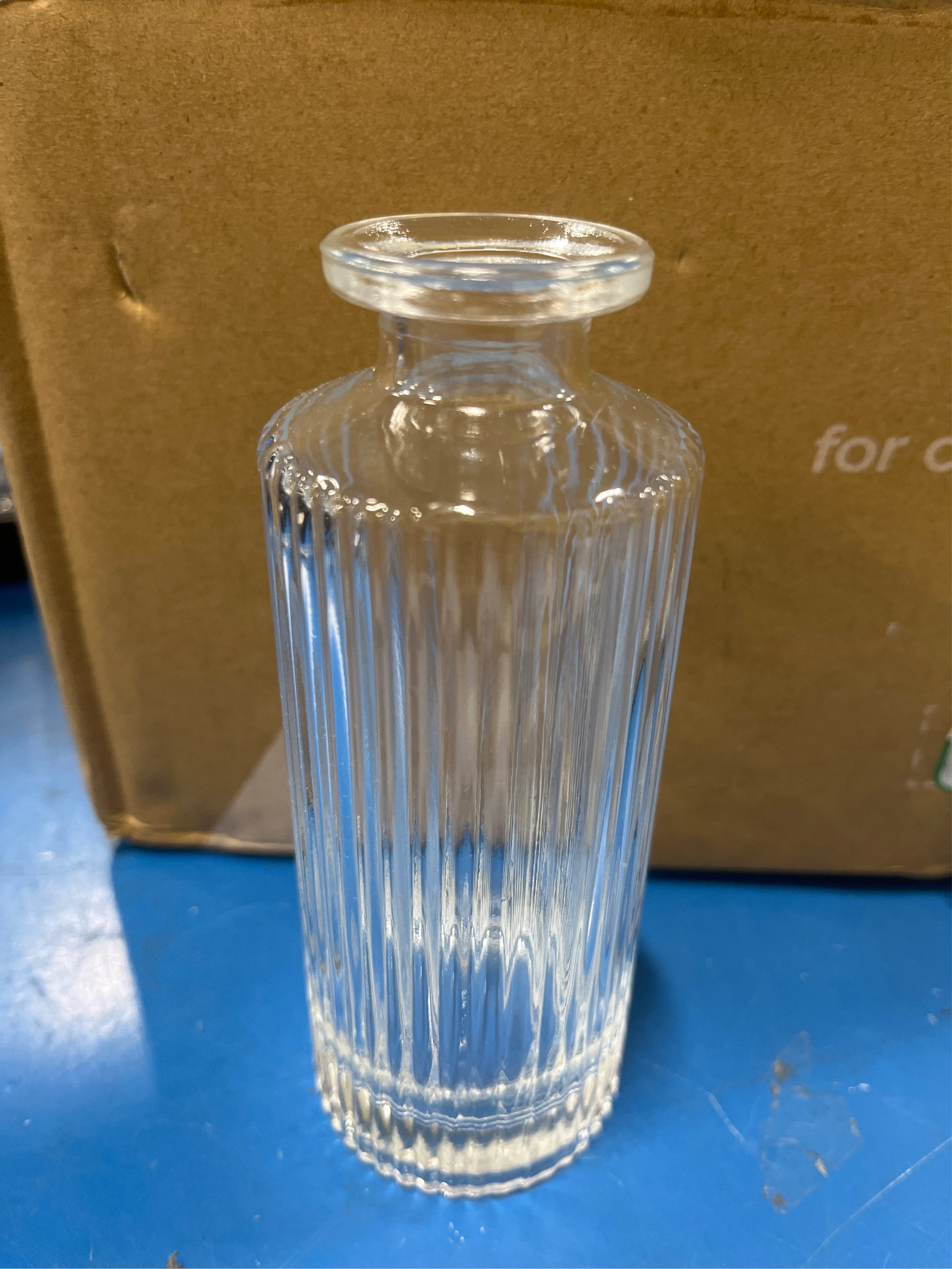 Glass Bud Vases Set of 12, Ribbed Bud Vases in Bulk, Mini Vases for Centerpieces, Small Clear Vintage Vase for Table Decorations, Wedding Decor, Home (Ribbed)