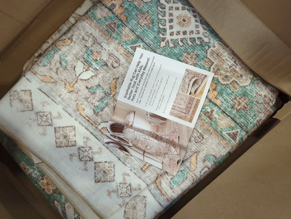 zesthome 8x10 Area Rugs for Living Room,Non-Slip Backing Washable Rugs,Vintage Large Area Rug，Stain Resistant Home Decor Rug (Green/Brown,8'x10')