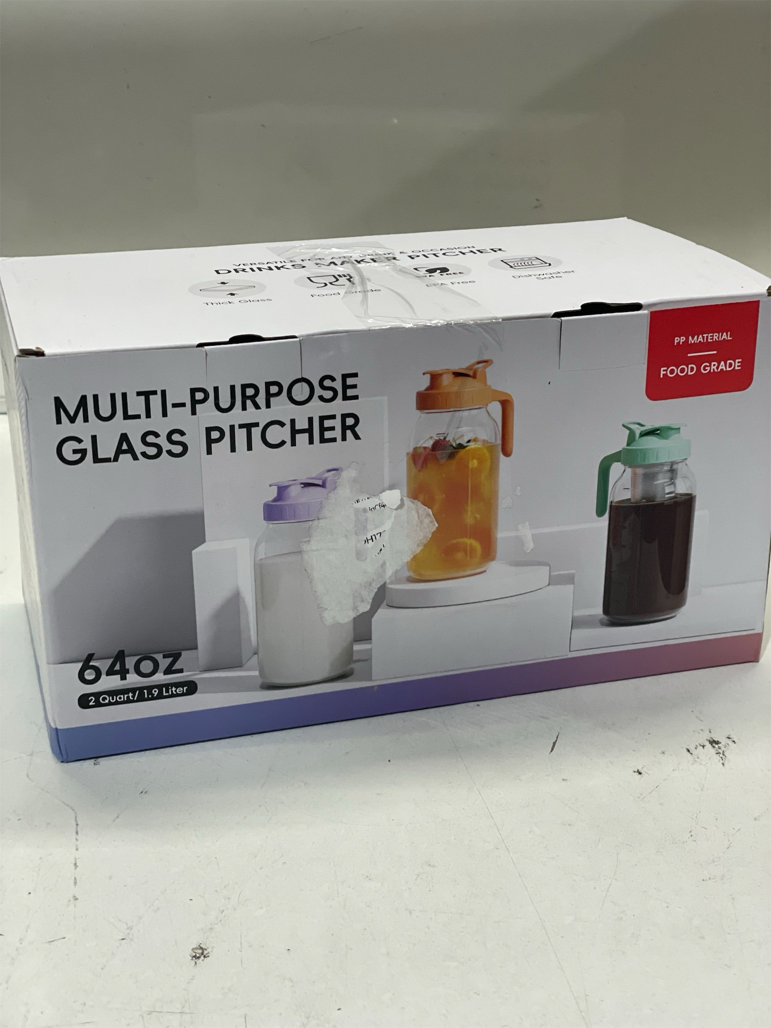 Mason Jar Pitcher - Airtight & Leakproof Glass Pitcher with Lid, Perfect for Breastmilk, Cold Brew, and black, 2 Quart (64 oz) Mason Jar with Pour Spout Lid