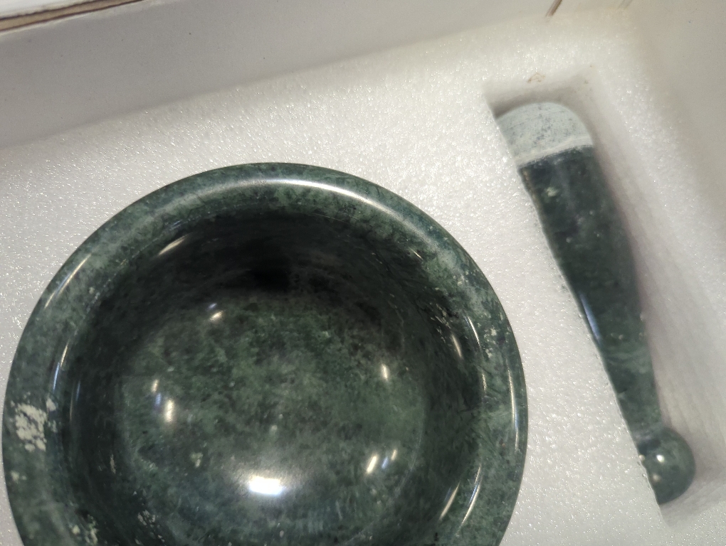 5 Diameter Natural Stone Mortar and Pestle Set as Spice Grinder, Medicine Masher - Okhli & Musal (Green)