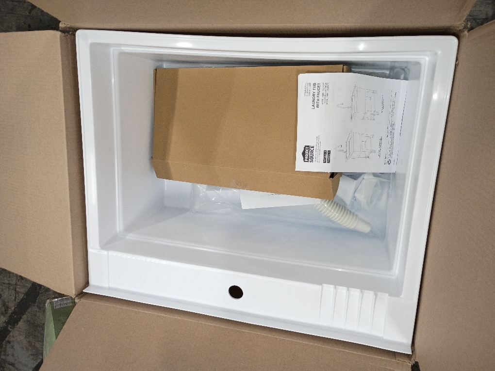 Project Source 30-in x 24-in 1-Basin White Freestanding Utility Tub with Cabinet, Drain, and Faucet