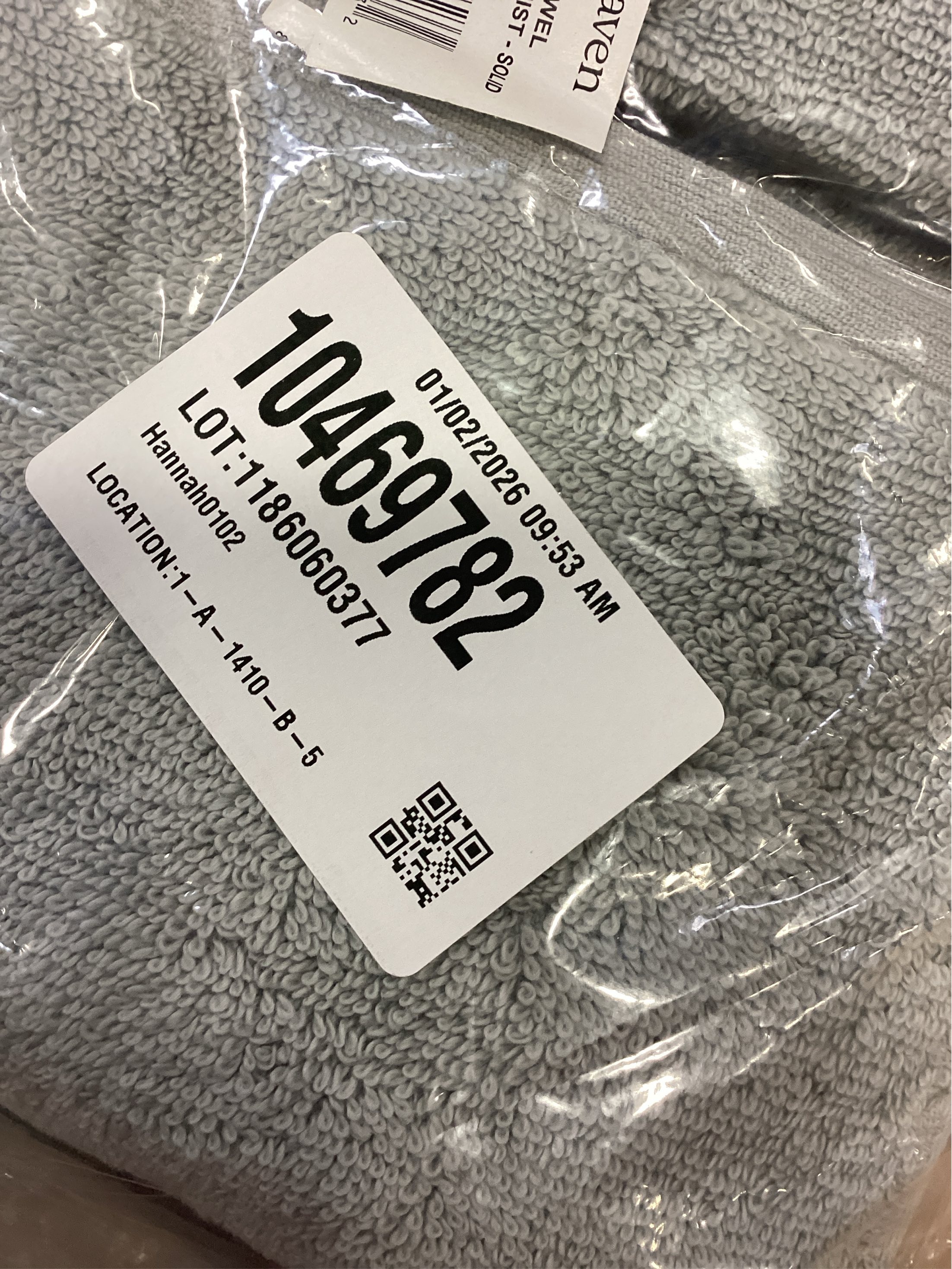 Haven Organic Cotton Terry Hand Towel in Harbor Mist Grey 6 pack