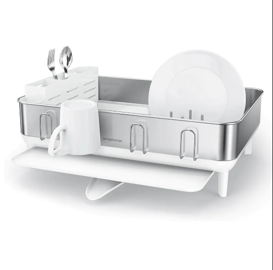 SimpleHuman Steel Frame dishrack, Stainless Stee - White