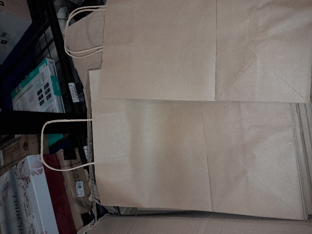 Oikss 100 Pack 8x4.75x10 Inch Medium Brown Kraft Paper Bags with Handles Bulk for Wedding Birthday Party Favors Grocery Retail Shopping Business Goody Craft Gift Bags Sacks (Plain Natural 100 Count)