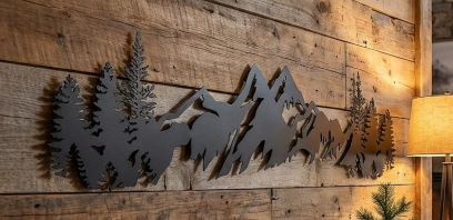 Black Metal Mountain Wall Art, Large Mountains Wall Decor,