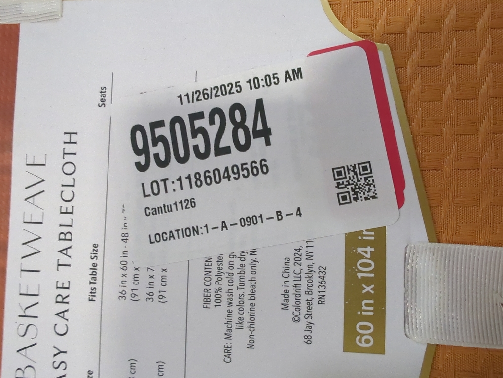 Colordrift Basketweave Orange Easy Care Tablecloth 60 x 104