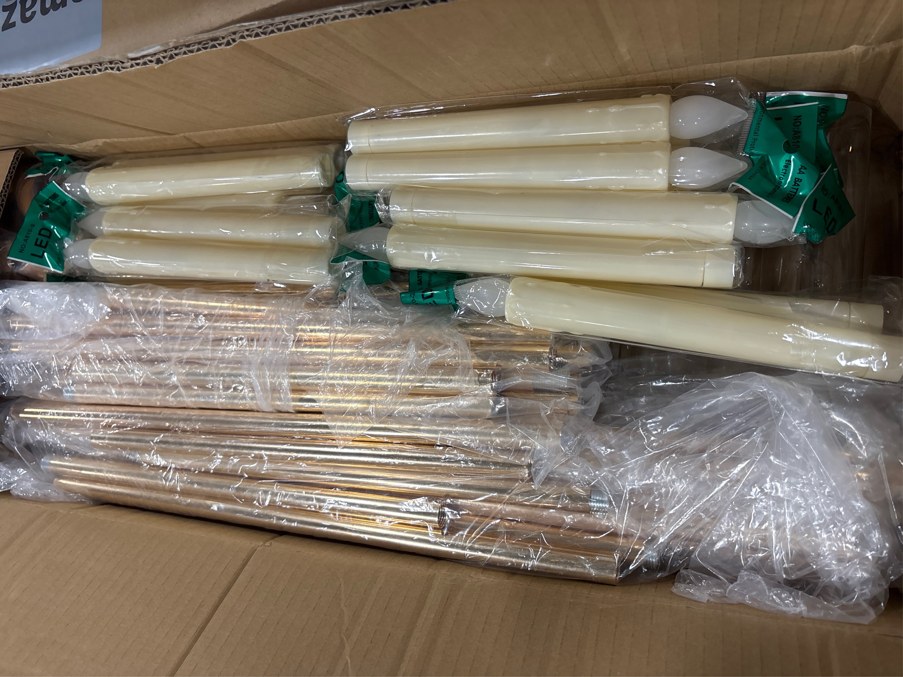 4 Set Candelabra Centerpieces, Metal Floor Candelabra 42.5'' Tall 5 Arm Candle Holder for Table, Candlestick Set with Acrylic Lampshade for Party Home Wedding Decoration (Gold)