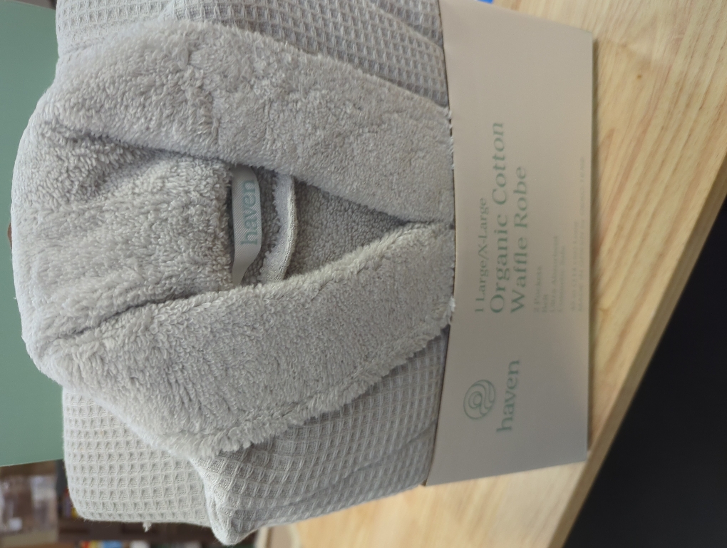 Haven Waffle Large/X-Large Organic Cotton Robe in Lunar Rock