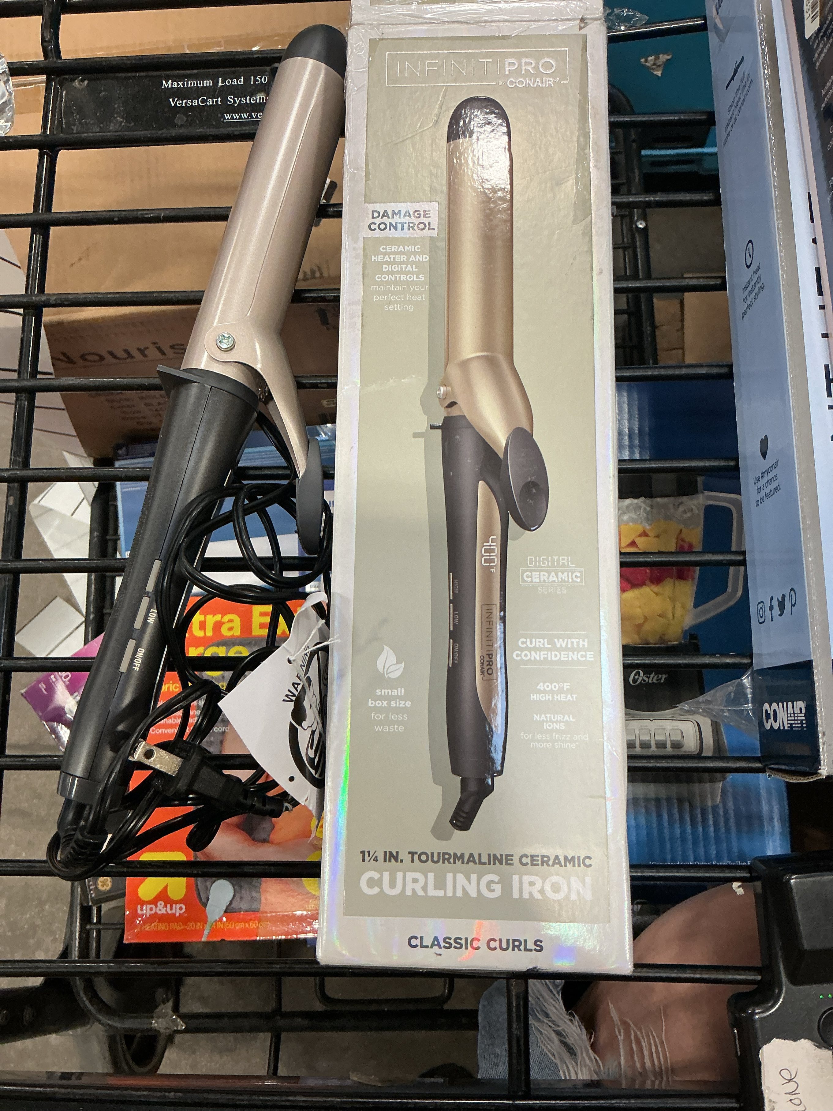 INFINITI PRO CONAIR Tourmaline Ceramic 1¼ Inch Curling Iron, 1¼-Inch Barrel Digital Hair Curler, Produces Loose Curls, 5 Heat Settings, For Use on Medium and Long Hair, Dark Grey