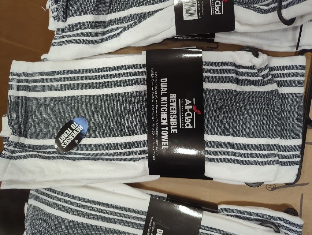 All-Clad Dual-Purpose Kitchen Towels: Highly Absorbent - 100% Cotton, 17x30 Dish Towels for Cleaning & Drying Dishes & Glassware, 2Pack, Black