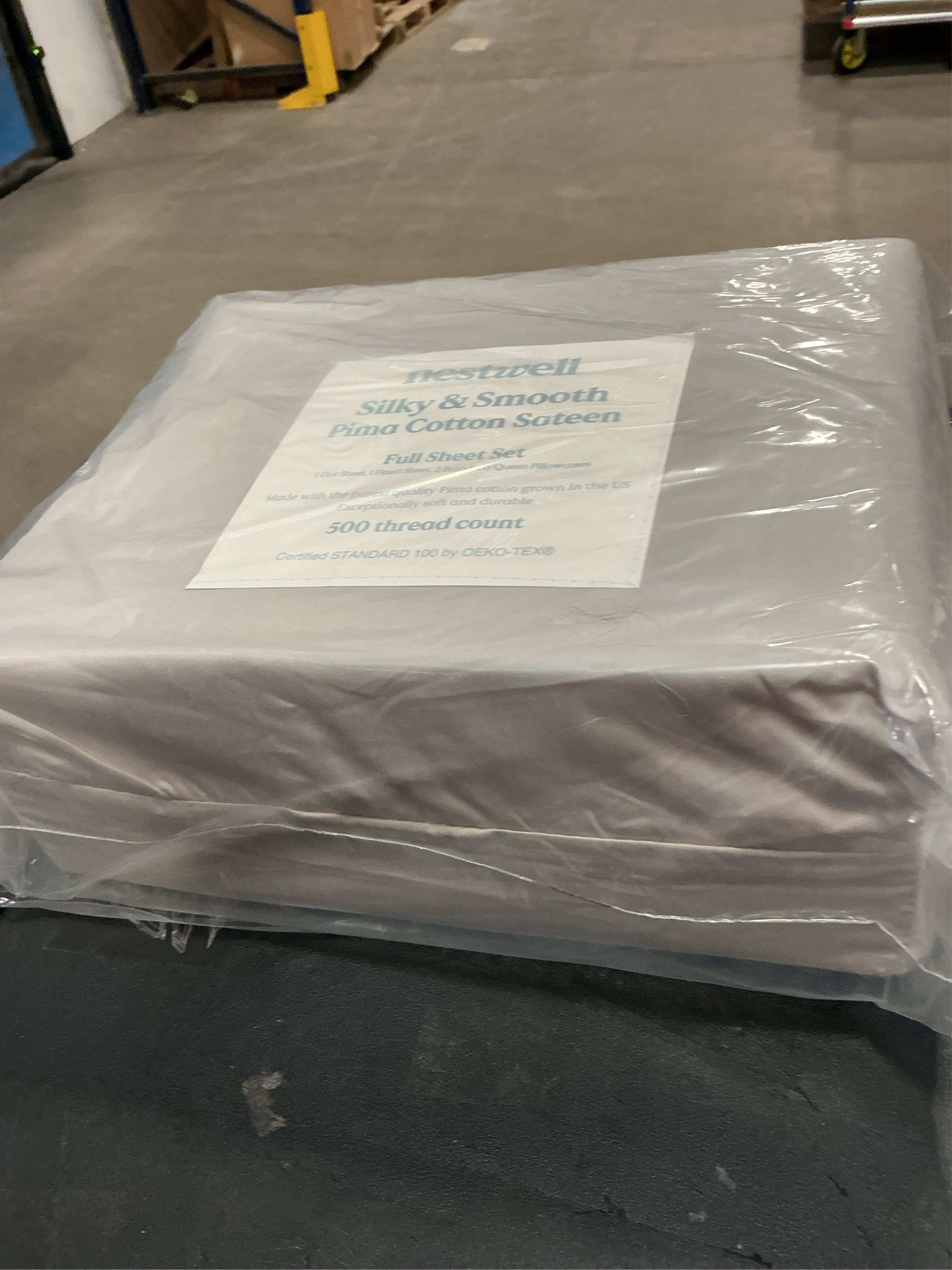 Nestwell Pima Cotton Sateen 500-Thread-Count Full Sheet Set in Dove