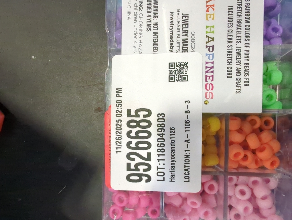 Giant Crayon Bead Box, Pony Beads with Smooth Surface Craft Assortment Colors (6x 9mm/18colors/1800 beads)