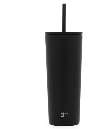 Simple Modern 24oz Insulated Stainless Steel Classic Tumbler with Straw Black: Cold Drinkware, Hand Wash, All Ages