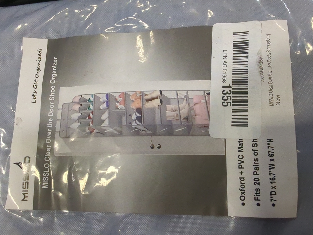 Grey MISSLO Clear Over the Door Shoe Organizer Large Deep Pockets Hanging Shoe Rack for Closet Fit 20 Pairs Shoe Holder for Sneakers Boots Storage，Grey