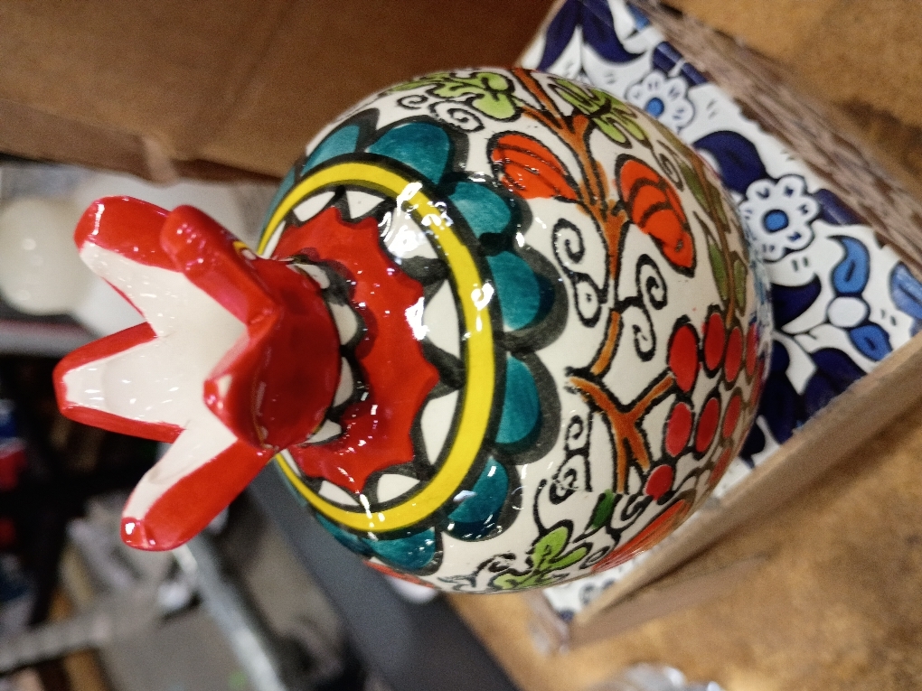 Pomegranate Armenian Ceramic Vase for Flowers Red Decor Israel Ceramic Jewish Home Blessing. Judaica Gifts for tthe Home.