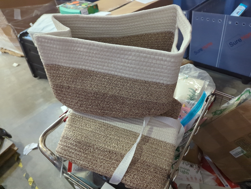 OIAHOMY Rectangle Woven Storage Basket - Nursery Cotton Rope Baskets for Storage, Toy Basket Organizing for Living Room, 17.7x13.8x11- Pack of 8- Gradient Yellow