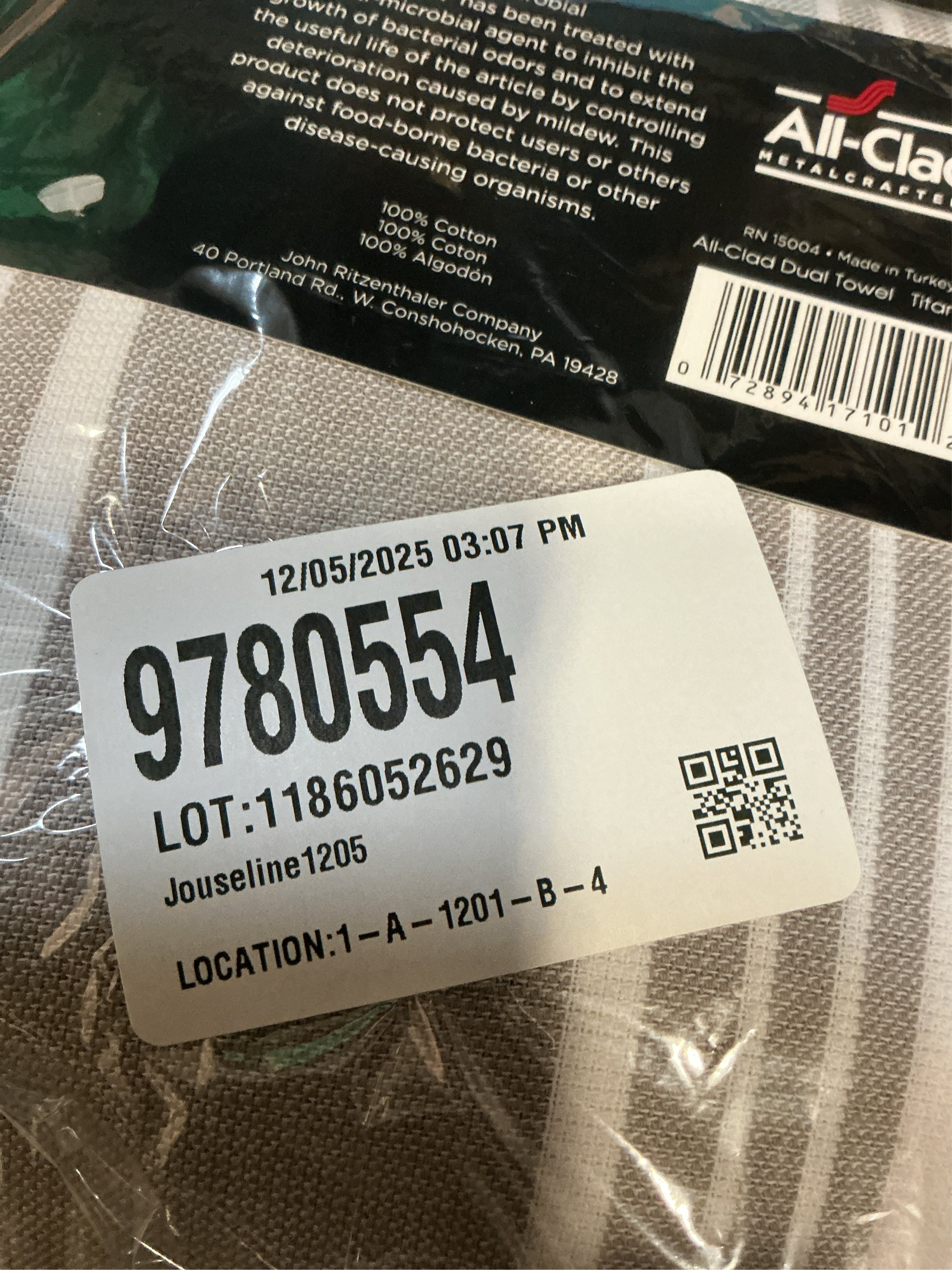 3 packs All-Clad Striped Dual Kitchen Towel in Titanium