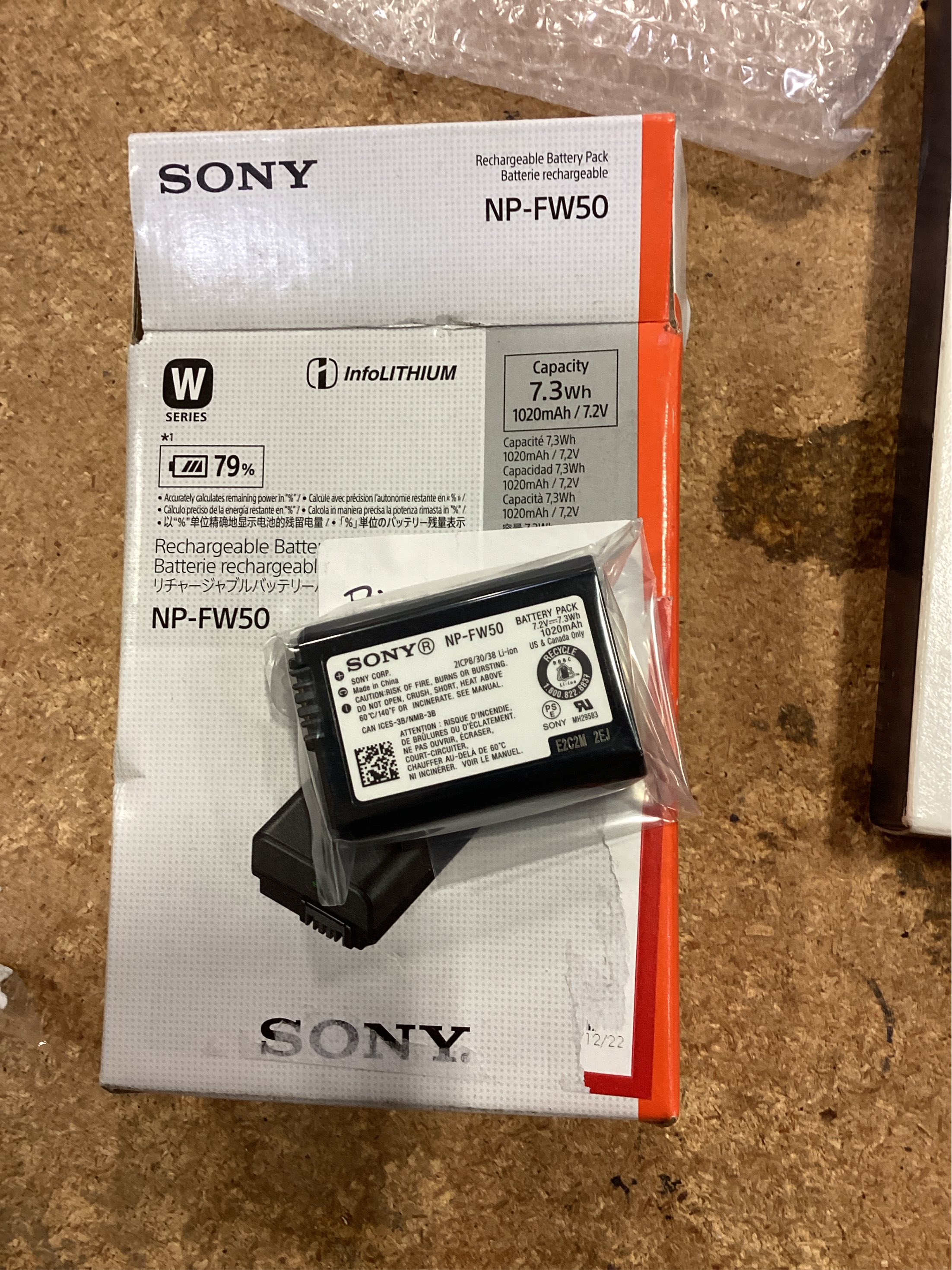 Sony NP-FW50 InfoLithium Rechargeable 7.3Wh 1020mAh Battery