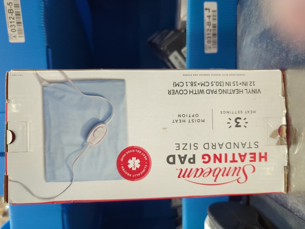 Sunbeam Standard Size Heating Pad, 12x 15, For Back, Neck, Shoulder, and Period Cramp Pain Relief, 3 Heat Settings, Compact Storage Solution, Auto Shut-Off, Machine-Washable, Gifts For Mom & Wife, FSA/HSA Eligible, Grey