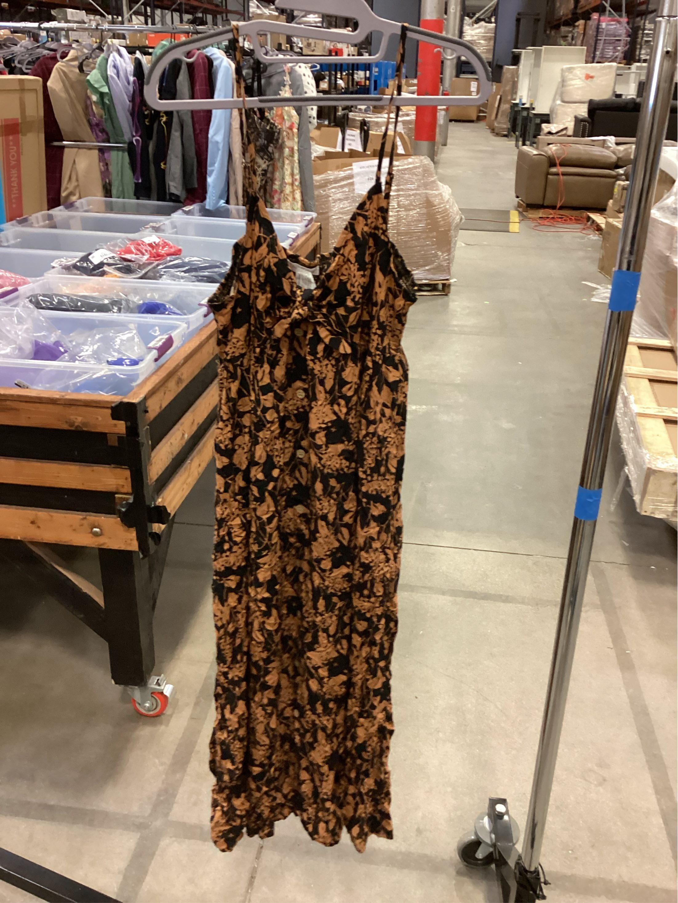 SIZE 3XL.  Plus Botanical Print Front Tie Maxi Dress