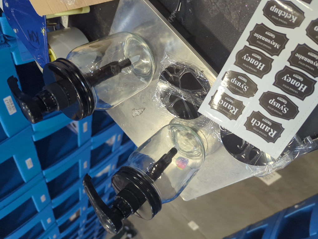 Gaussra Mason Jar Honey Dispenser with Coaster - Set of 2 - 16 fl oz Glass Jar with Rust Resistant, Leak Resistant, 8cc Food Grade Pump for Ranch, Ketchup, Syrup, Condiments, Salad Dressings & More