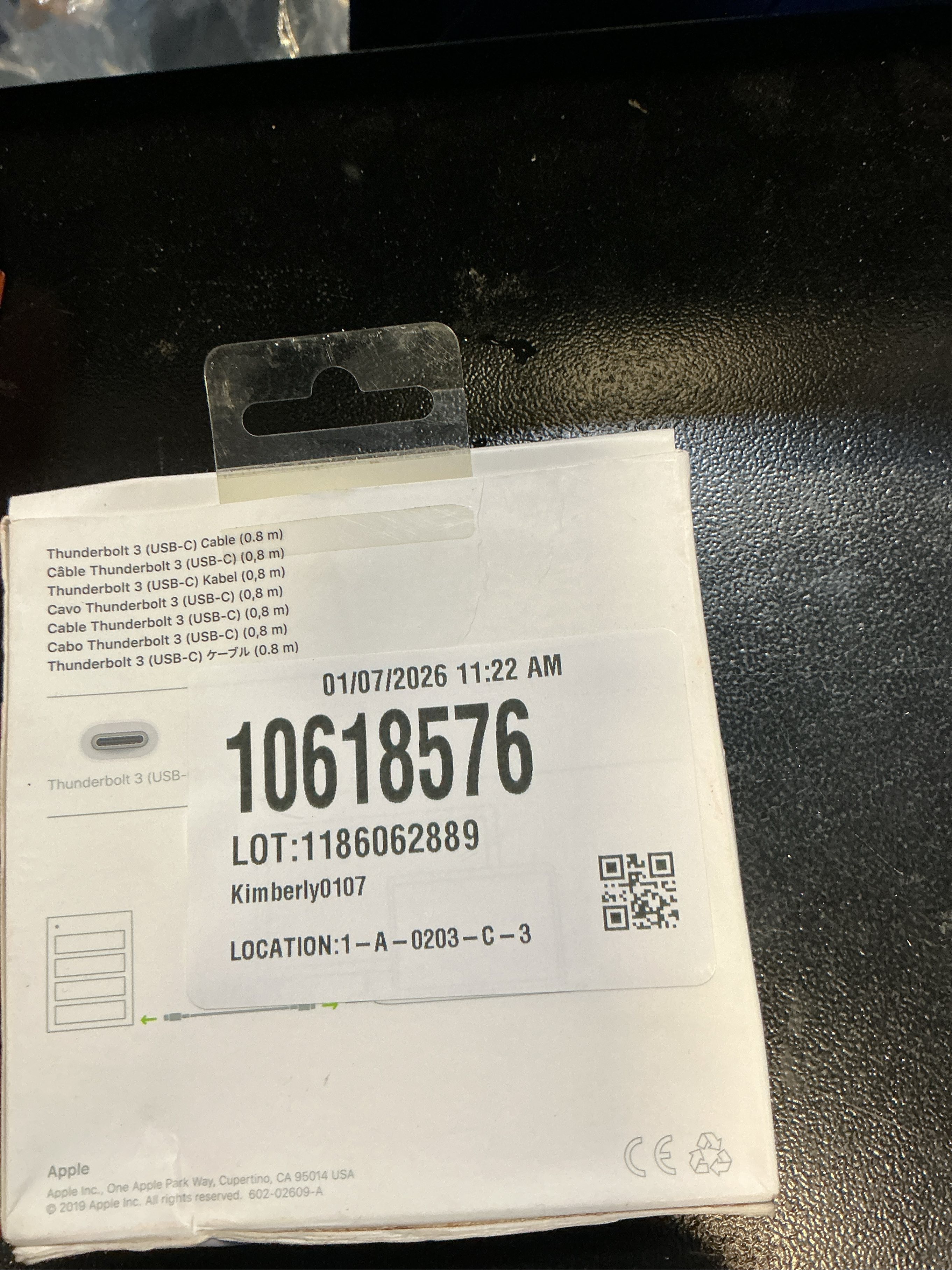 Apple Thunderbolt 3 (USB-C) Cable (0.8m)