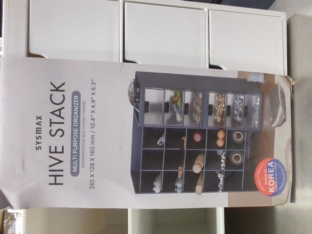 WHITE  Sysmax Hive Stack Desk Organizer – Stackable Pen Holder, Stationary Organizer with Drawers - Office Storage, School Supplies, Makeup (Made in Korea, white)