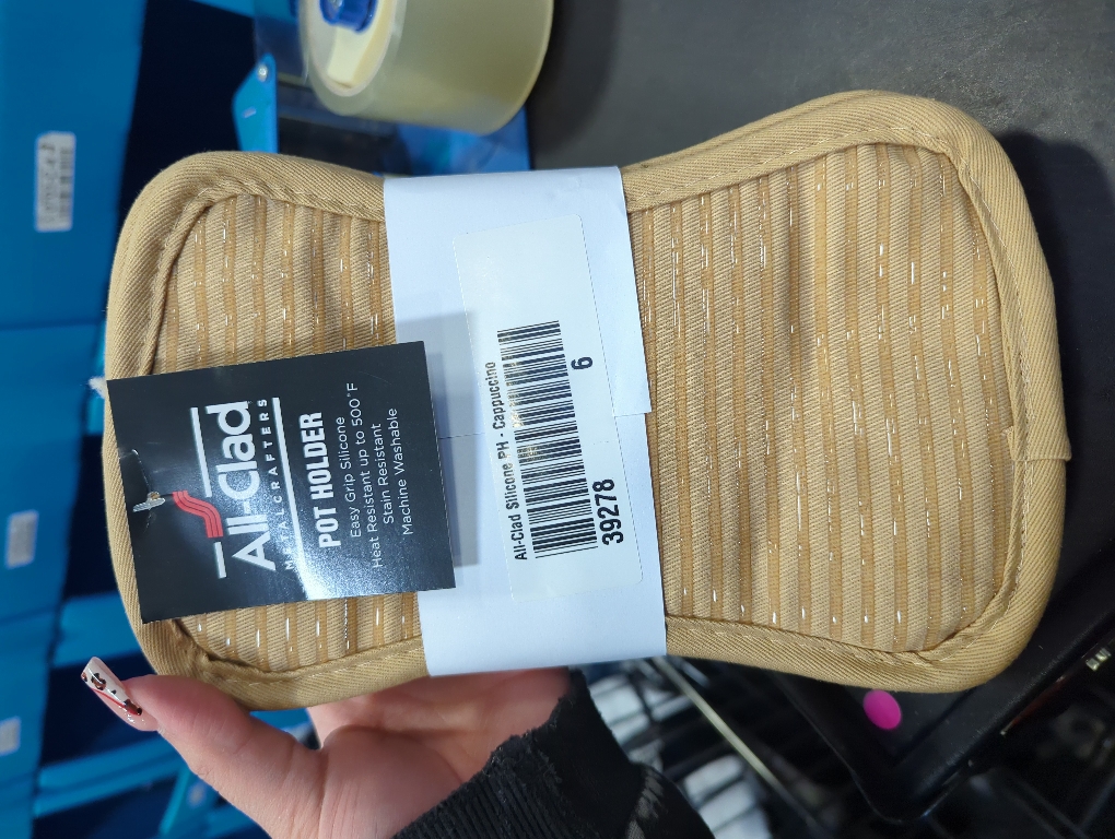 All-Clad Premium Pot Holder & Hot Pad: Heat Resistant to 500 Degrees - 100% Cotton, 10x6.25 Hot Pad for Kitchen and Barbeque, (2-Pack), Cappuccino