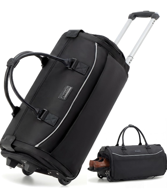 Fanwoli Carry-On Rolling Garment Bag with Wheels, Suit Travel Bag Black