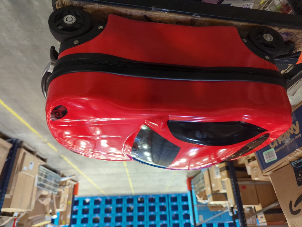 18 Car Suitcase for Boys, Pull-Along Suitcase for Kids,Cartoon Car Design Children's Travel Luggage with Retractable Handle for Children Teenagers (Red)