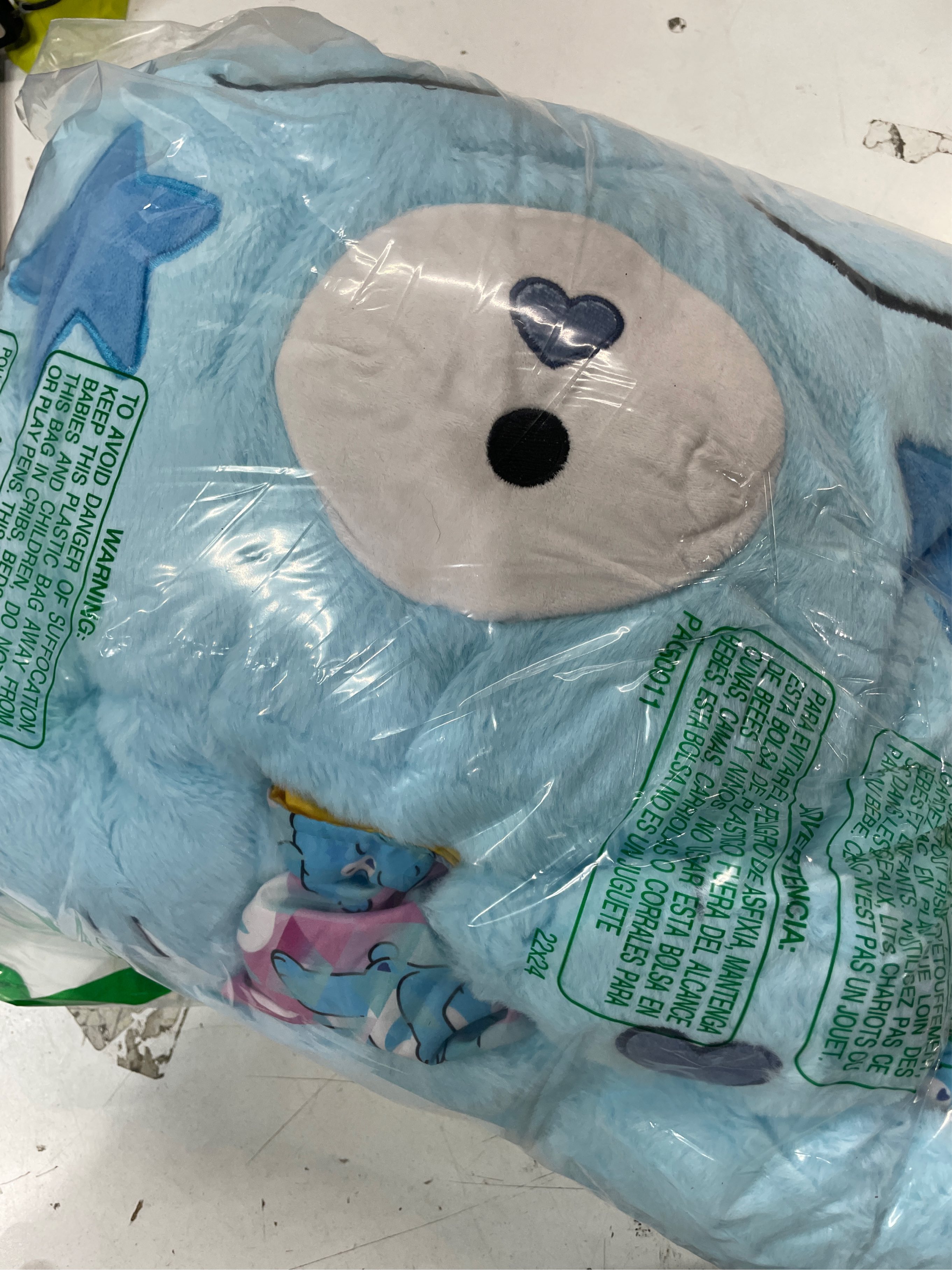 happy nappers: care bears sleep sack large - bedtime bear - 66 x 30, 2-in-1: plush character opens into sleeping bag, soft nap & play animal, kids 3+