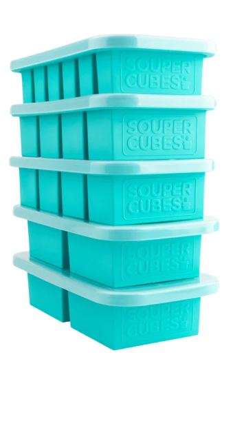 Souper Cubes Silicone Freezer Storage Tray, 5-pack Cyan